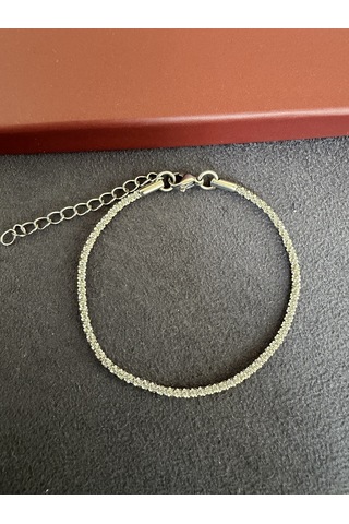 Paslanmaz Kararmaz Tasarım Kar Çelik Bileklik 17+5cm 1,25 Mm Gümüş
