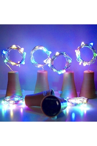 6'li Paket Güneş Enerjili Şarap Şişesi Işıkları, 20 Led Su Geçirmez Bakır Mantar Güneş Işığı Düğün, N Diğer