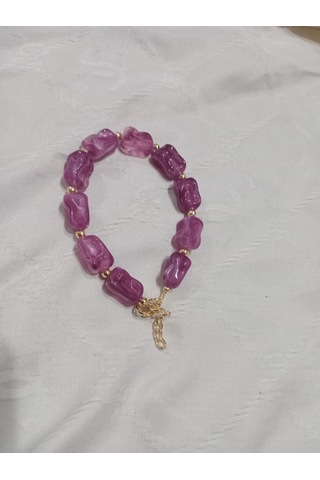 Mor Kesmeşeker Desenli Bileklik Mor