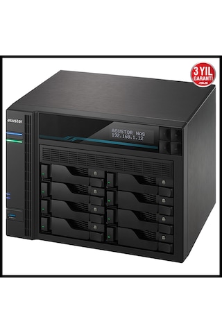 Asustor As6508t, 8gb Ddr4 Ram, 8 Yuvalı 8x22tb Destek , 2xm.2 Nvme Pcı-e, 2x10gbe, 2x2.5gbe Network