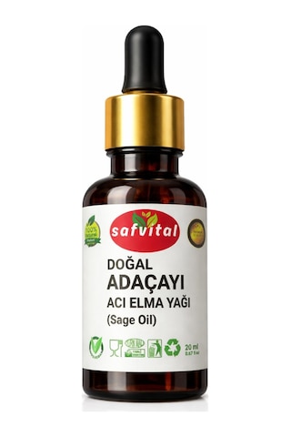 Safvital Adaçayı / Acı Elma Yağı 20 Ml Bitkisel Bakım Yağı Saç Ve Cilt Bakımına Uygun Yoğun Antiseptik İçerik