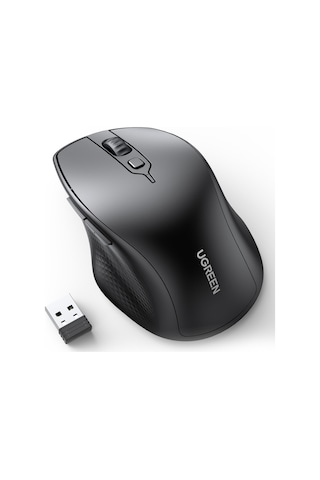 Ugreen Ergonomik Sessiz Çift Modlu Bluetooth & Wireless Kablosuz Mouse, Siyah, 90395 -