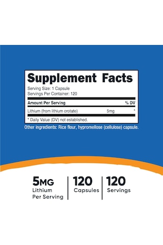 Nutricost Lithium Orotate Neuroprotective Effects Brain 5mg 120 Caps