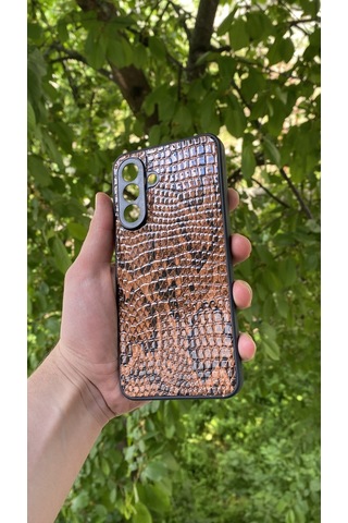Samsung Uyumlu Galaxy A56 Yılan Desenli Kabartma Dokulu Kılıf Kiremit