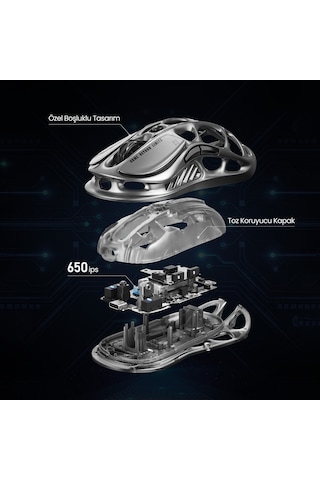 Gravastar Mercury K1 Pro Mekanik Gaming Klavye Ve M1 Pro Kablosuz Optik Mouse Seti, Interstellar Sil Optik