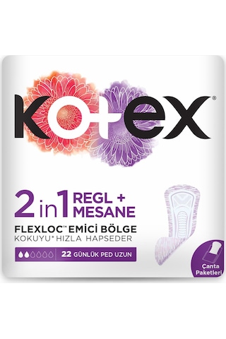 Kotex 2 in1 Regl Uzun Mesane Günlük Ped 22'li