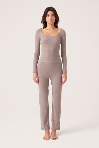 Los Ojos X Ece Vizon Modal Kumaşlı Uzun Kollu Eşofmanlı Pijama Takımı Ribbed Pj2 Vizon Vizon