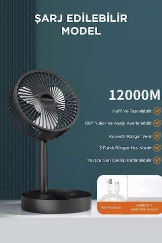 Torima F-06 Mini Fan Vantilatör Masa Fan Siyah
