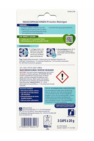 Dr. Beckmann Çamaşır Makinesi Temizleme Kapsülü Koku Giderici 3'lü 20g