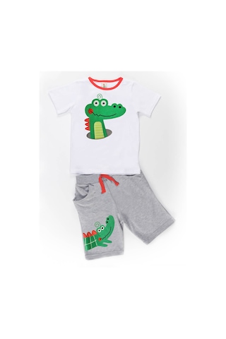 Denokids Timsah Baggy Şort Takım Çok Renkli