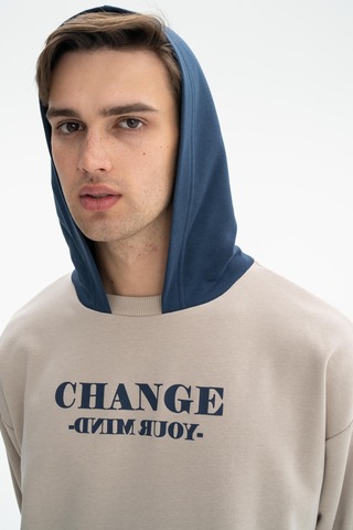 AR-MA Arma Erkek Oversize Şardonsuz 3 İplik Kanguru Cepli Kapşonlu Sweatshirt 001