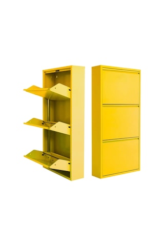 3'lü Metal Ayakkabılık - Sarı