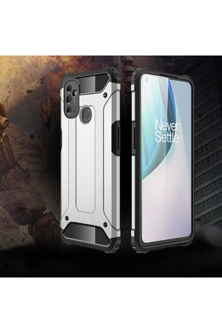 Noktaks - One Plus Uyumlu One Plus Nord N100 - Kılıf Çift Katman Zırh Tank Crash Military Kapak - Kırmızı