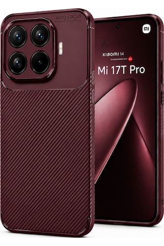 Xiaomi Mi 17t Pro Uyumlu Kılıf Karbon Tasarım Kamera Korumalı Silikon Telefon Kılıfı Kapak Bordo