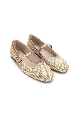 Tamer Tanca Kadın Hakiki Deri Krem Babet Ayakkabı 889 106 Bn Ayk Y25 Saman Hsr Bej