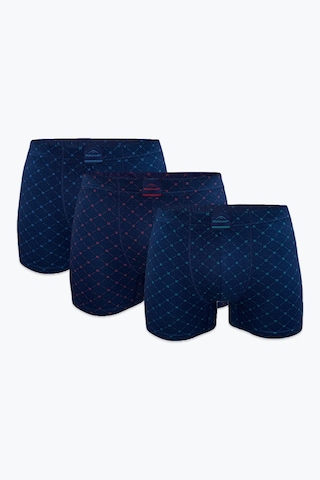 Malabadi Erkek 3'lü Desenli Lacivert Premium Collection Modal Boxer 3m251