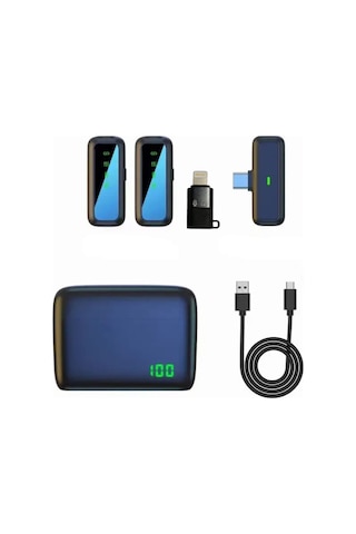 Sx6 Type-c Kablosuz Yaka Mikrofonu Göstergeli Led Şarj Kutulu