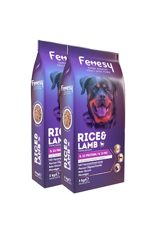 Fevesy Kuzu & Pirinçli Yetişkin Köpek Maması 2 x 3 KG