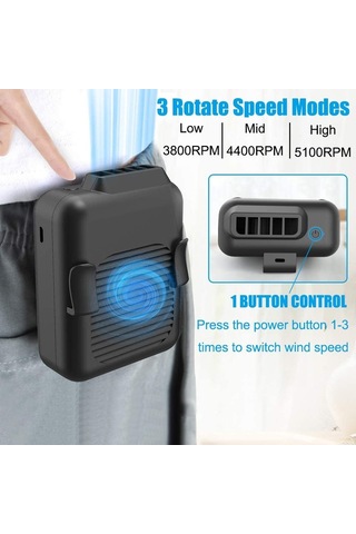 Soulader Kolye Şeklinde Taşınabilir Kişisel Fan, 6000mah Bataryalı Uzun Ömürlü Bel Klipsli Mini Fan, 23 Saat Kesintisiz Serinlik