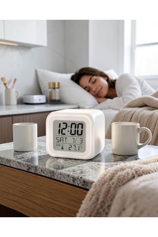 Küp Saat Led Işıklı Sıcaklık Göstergeli Kupsaat-4