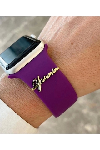 Apple Watch Uyumlu Gümüş Saat Isimlik Çok Renkli