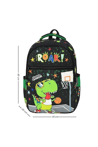 Yeni Sezon Dinozor Desen 2li Ortopedik Erkek Çocuk Okul Çantası Seti Okul Çantası+beslenme Çantası Siyah Yeşil