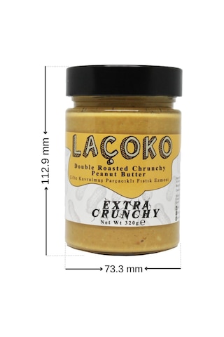 Laçoko Şekersiz Katkısız Glutensiz Vegan Doğal Çifte Kavrulmuş Parçacıklı Yer Fıstığı Ezmesi 2 x 320 G