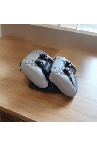 Ps5 Oyun Kumandası İçin Şık Siyah İkili Stand - Dayanıklı Plastik Tasarım 1 Adet