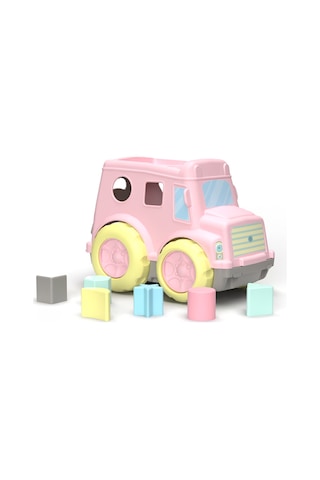 Bultak Otobüs Şekil Eşleştirme Oyuncağı 1 Yaş+ Montessori Eğitim Seti Pembe