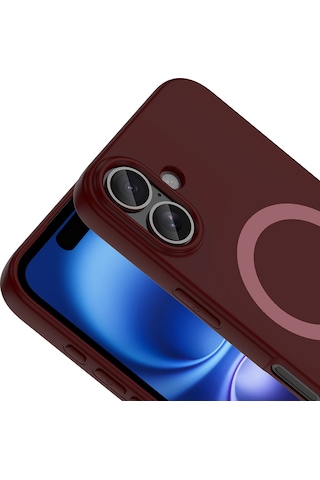 iPhone Uyumlu 16 Kılıf M-safe Şarj Özellikli Mbfx Aris Silikon Kapak - Mürdüm Çok Renkli