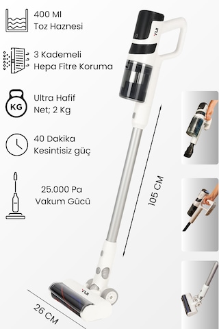 Yui DS17 2in1 25.000 Pa Şarjlı Kablosuz Dikey Süpürge ve El Süpürgesi