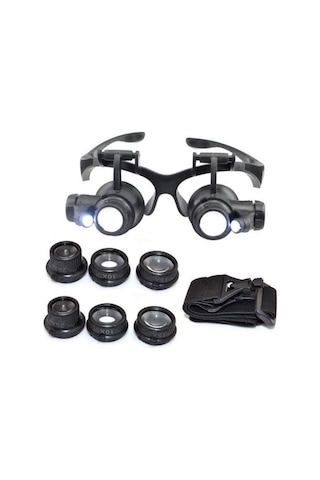Gözlük Modeli 10x 15x 20x 25x Lens,2led Işıklı,büyüteç
