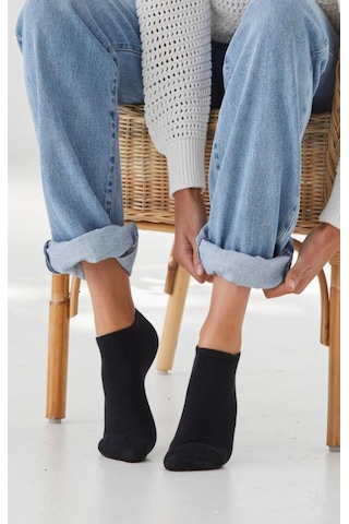 Ozzy Socks 6 Çift Yumuşak Dokulu Kadın Siyah Bambu Görünmez Sneaker Spor Ayakkabı Çorabı Siyah