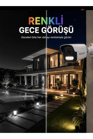 4 Kameralı Gece Renkli 8 Adet Warm Ledli Yeni Nesil 5 Mp Kuruluma Hazır Güvenlik Kamerası Seti