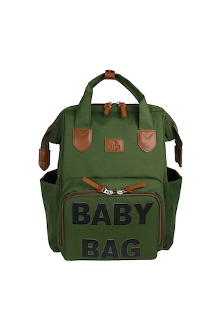 Stylo Monaco Baby Bag Baskılı Anne Bebek Bakım ve Sırt Çantası Haki