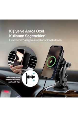Aircharger Drive M Magsafe Uyumlu Kablosuz Şarj Özellikli Mıknatıslı Araç İçi Telefon Tutucu Diğer