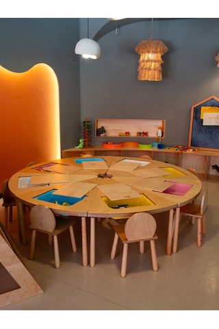 Woodnjoy 8 Parçalı Üçgen Etkinlik Masası 8 Kişilik Kahverengi