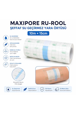 Maxıpore Pu-roll Şeffaf Su Geçirmez Yara Örtüsü 10m 15cm 2 Rulo