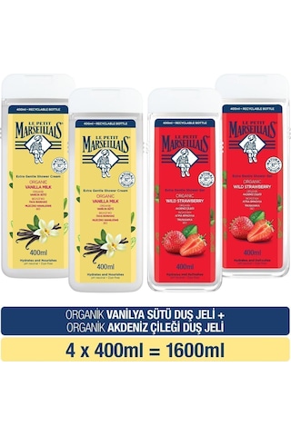 Le Petit Marseillais Vanilya Sütü ve Akdeniz Çileği Duş Jeli Avantajlı Paket 4 x 400 ML