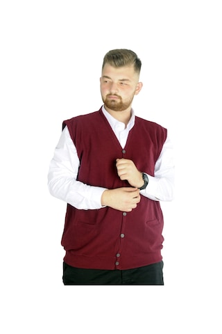 Mode Xl Büyük Beden Erkek Yelek Selanik 20545 Bordo 001