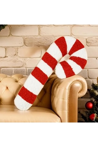 Şeker Kamışı Peluş Oyuncak, Rahat Yastık, Şirin Noel Kanepe Dekorasyonu Kırmızı