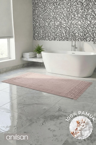 Fesun Pudra Ayak Havlusu - 70x130cm, 790gr, %100 Pamuk, Spa Ve Otel Banyo Paspası Pudra