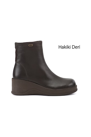 Gönderir Kadın Kahverengi Fermuarlı Dolgu Topuklu Hakiki Deri Bot Dkzb55935748