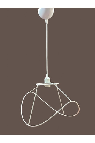 Yaprak Avize Teli , İskeleti Orta Boy 44x31 Cm Beyaz Statik Boyalı Duy Takımı Dahil Beyaz