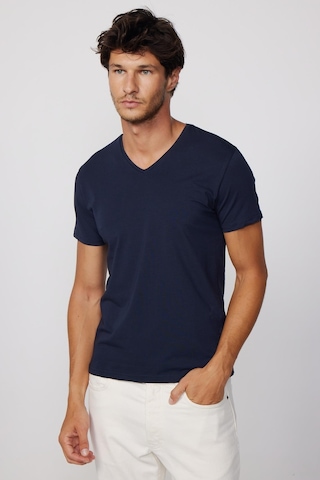 Tudors Slim Fit V Yaka Düz Basıc Kısa Kol Lacivertvert T-Shirt-27716-Lacivertvert Lacivert