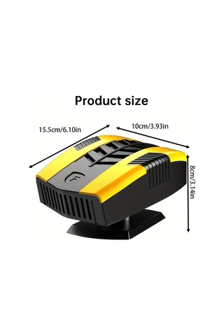 Willowhaven Siyah Sarı 150w Taşınabilir Araç Isıtıcı Nem Alma 12v 24v 36v Karavan Minibüs