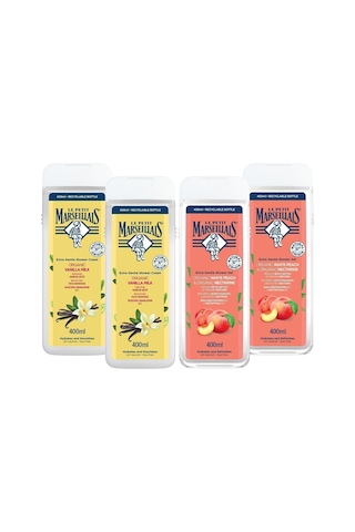 Le Petit Marseillais Organik Vanilya Sütü Duş Jeli 400 ml x2 + Beyaz Şeftali ve Nektarin Duş Jeli 400 ml x2