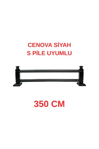 Cenova S Pile Ve Perde Düğmesi Uyumlu Çetray Çift Raylı Modern Ahşap Rustik Siyah 350 Cm Siyah
