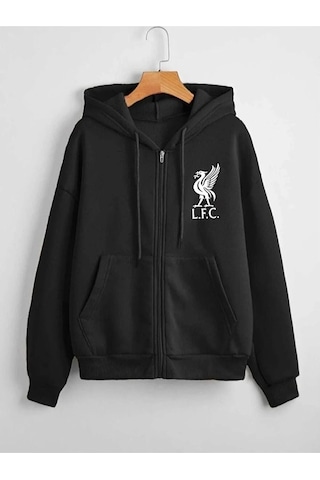 Altamira Unisex Siyah Sırt Baskılı Ince Mevsimlik Kapşonlu Oversize Hırka 001