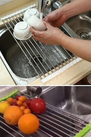 47 Cm Ayarlanabilir Evye Lavabo Üstü Katlanabilir Sebze Meyve Bulaşık Kurutma Nihalesi Krom - 680358701 Krom